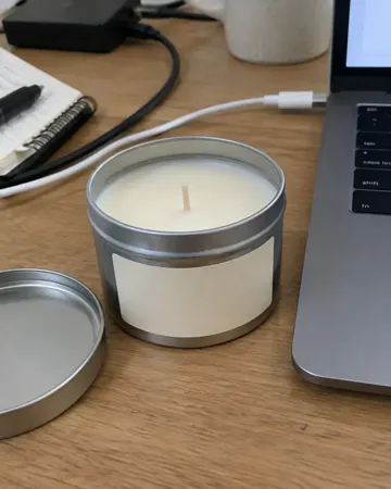 The phone photo of the candle tin
